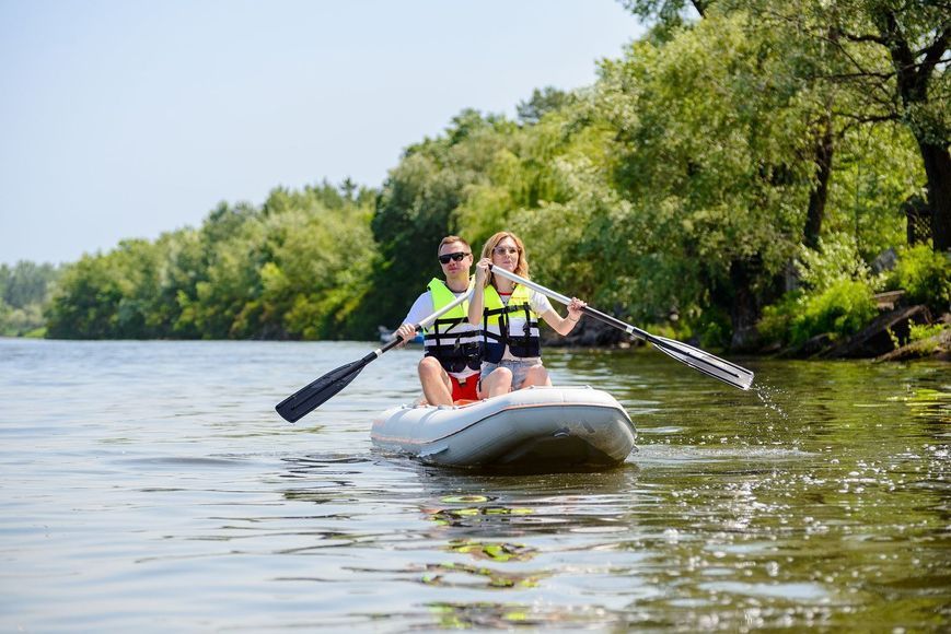 Inflatable canoe Kolibri KM-390C without decking, dark gray, PCV, bez pokrycia, Zielony