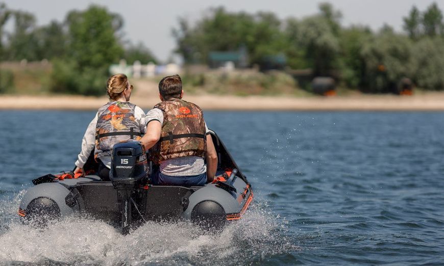 Inflatable boat Kolibri KM-330XL motor Air-Deck, dark gray, AirDeck, Air Deck, Zielony