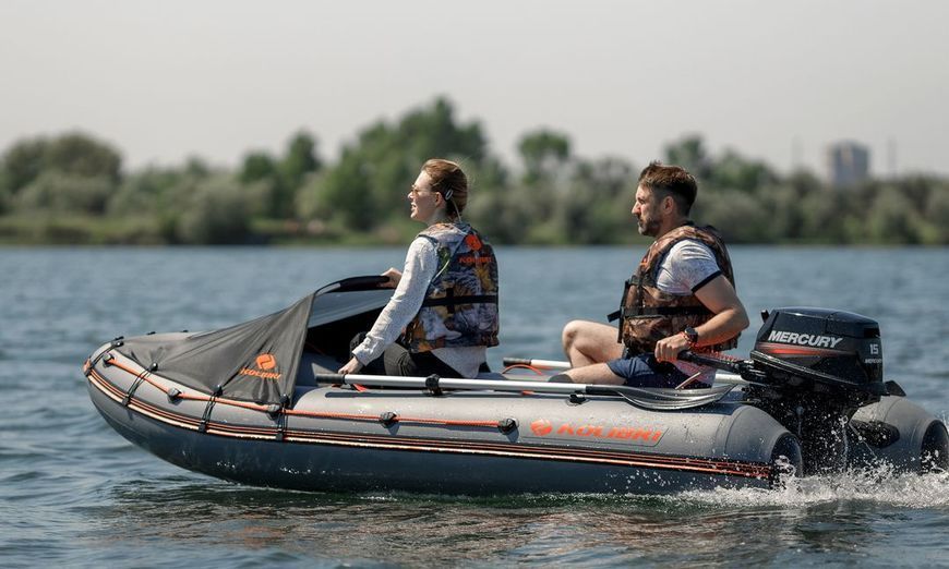 Inflatable boat Kolibri KM-330XL motor Air-Deck, dark gray, AirDeck, Air Deck, Zielony