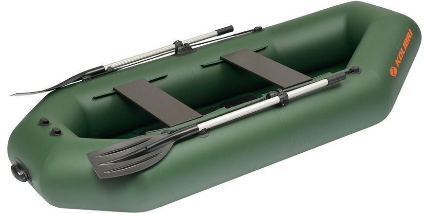 Inflatable boat Kolibri K-260T (Kolibri K-260T) rowing without flooring, green