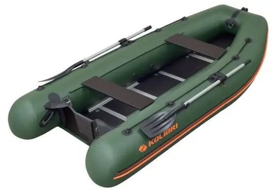 Надувний човен Колібрі КМ-450ДСЛ (Kolibri KM-450DSL) моторний кільовий фанерний пайол, зелений Kolibri KM-450DSL ciemnoszary фото
