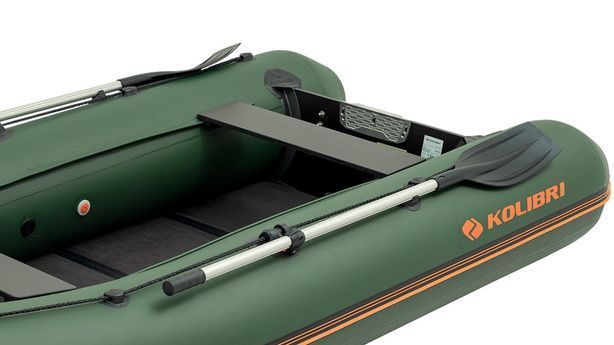 Inflatable boat Kolibri KM-330DL (Kolibri KM-330DL) motor keel book, dark gray, Solidna, twarda podłoga, Slan-książka, Zielony