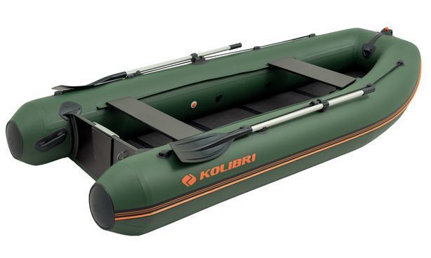 Inflatable boat Kolibri KM-330DL (Kolibri KM-330DL) motor keel book, dark gray, Solidna, twarda podłoga, Slan-książka, Zielony