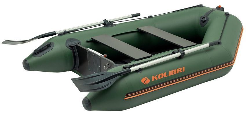 Inflatable boat Kolibri KM-245D Pro (Kolibri KM-245D) motor keel book, dark gray, Solidna, twarda podłoga, Slan-książka, Zielony