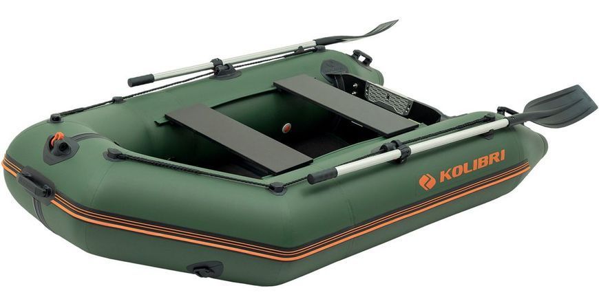 Inflatable boat Kolibri KM-245D Pro (Kolibri KM-245D) motor keel book, dark gray, Solidna, twarda podłoga, Slan-książka, Zielony
