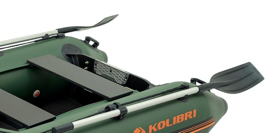 Inflatable boat Kolibri KM-245D Pro (Kolibri KM-245D) motor keel book, dark gray, Solidna, twarda podłoga, Slan-książka, Zielony