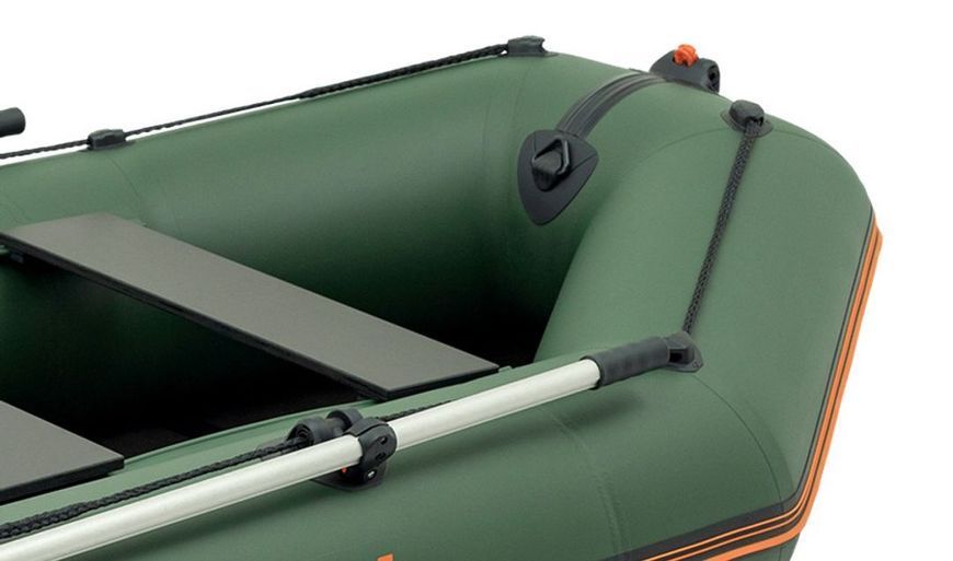 Inflatable boat Kolibri KM-245D Pro (Kolibri KM-245D) motor keel book, dark gray, Solidna, twarda podłoga, Slan-książka, Zielony