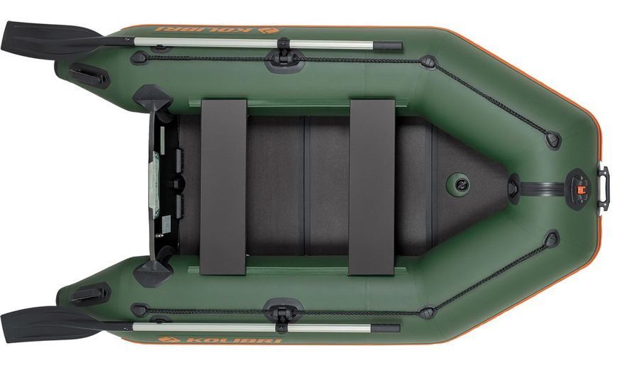 Inflatable boat Kolibri KM-245D Pro (Kolibri KM-245D) motor keel book, dark gray, Solidna, twarda podłoga, Slan-książka, Zielony