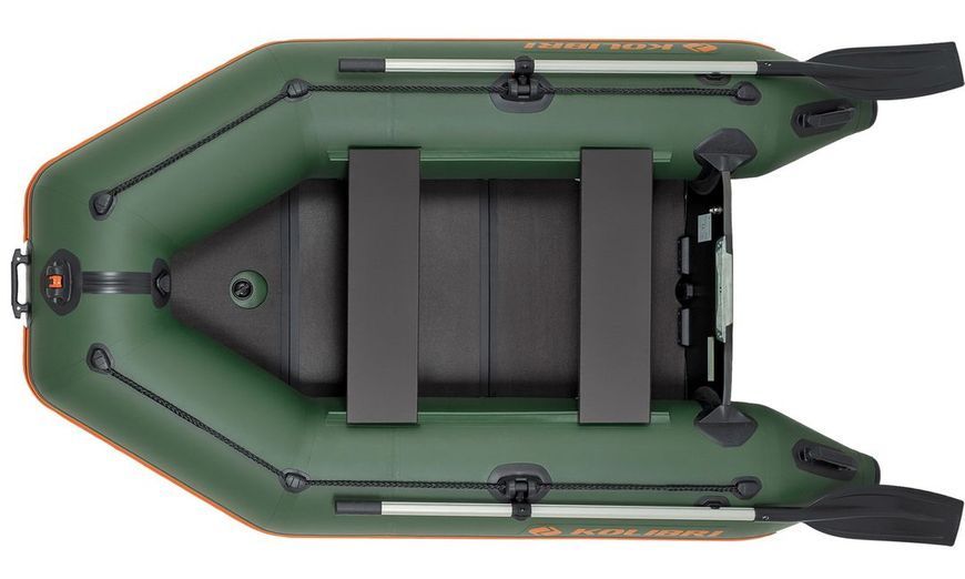 Inflatable boat Kolibri KM-245D Pro (Kolibri KM-245D) motor keel book, dark gray, Solidna, twarda podłoga, Slan-książka, Zielony