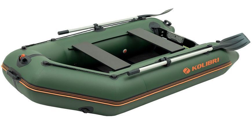 Inflatable boat Kolibri KM-260D Pro (Kolibri KM-260D) motor keel book, dark gray, Solidna, twarda podłoga, Slan-książka, Zielony