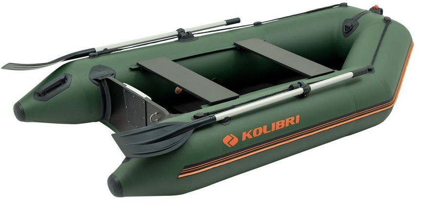 Inflatable boat Kolibri KM-260D Pro (Kolibri KM-260D) motor keel book, dark gray, Solidna, twarda podłoga, Slan-książka, Zielony