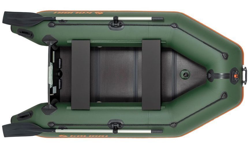 Inflatable boat Kolibri KM-260D Pro (Kolibri KM-260D) motor keel book, dark gray, Solidna, twarda podłoga, Slan-książka, Zielony